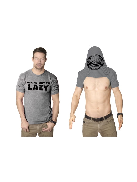 Ask Me Why Im Lazy T Shirt Funny Flip Sloth Cute Graphic Animal Tees Nerdy Cool Graphic Tees