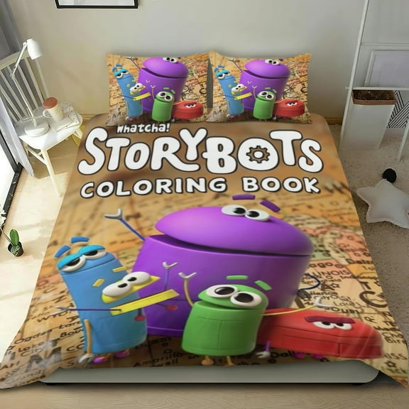 Ask The Storybots Themed Bed Sheet Set Three Piece Set 53x79 In ches Comfortable And Skin Friendly Unique Design Creating A Star Gifts For Family Friends fans