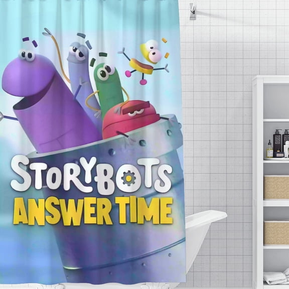 Ask The Storybots-theme Bathroom Shower Curtain Home Decor,Bath Curtains Durable Waterproof Bath Curtain , Adluts Girls Boys Bathroom Decor House Gifts 52x71inch130cmX180cm