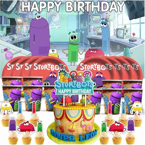 Ask The Storybots Birthday Cups Party Supplies Decor Backdrop Paper Plates Fans Decorations Banner