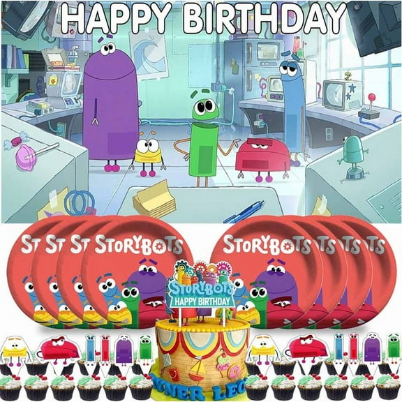 Ask The Storybots Party Supplies Birthday Decorations Plates Banner Kids Cake Toppers Set Decor