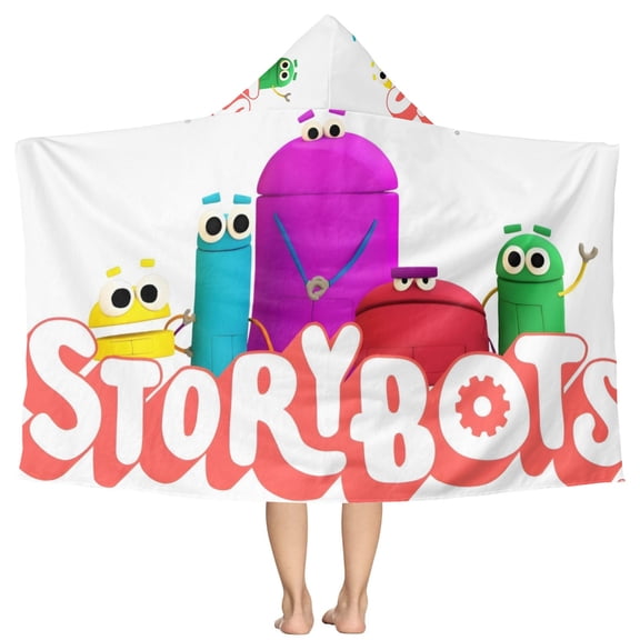 Ask The Storybots Pattern Beach Poncho - Microfiber - Towel - Kids Lightweight And Practical Essential For Beach Vacation