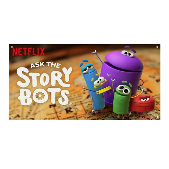 Ask The Storybots-Theme Backdrops Banner Birthday Party Decor Supplies Personalized Party Backdrop Decoration,5x3ft150x90cm
