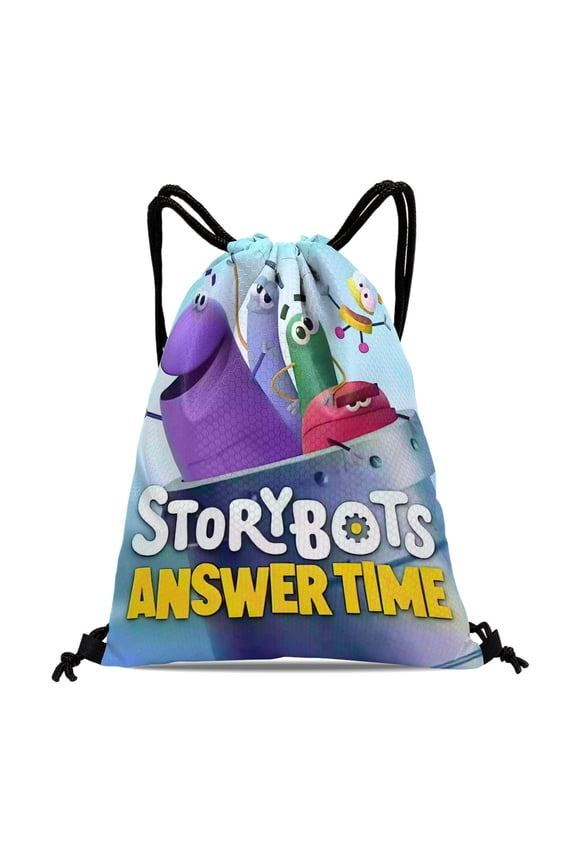 Ask The Storybots-theme Drawstring Backpack Sports Gym Bag Water Resistant String Bag Cinch Bag12X1630X40cm
