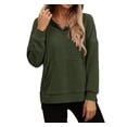 thumbnail image 1 of AskLazy Women's Long Sleeve Fall Side Spilt Hoodies with kangroo pocket Lightweight Sweatshirts,US SIZE,Army Green,XL, 1 of 23