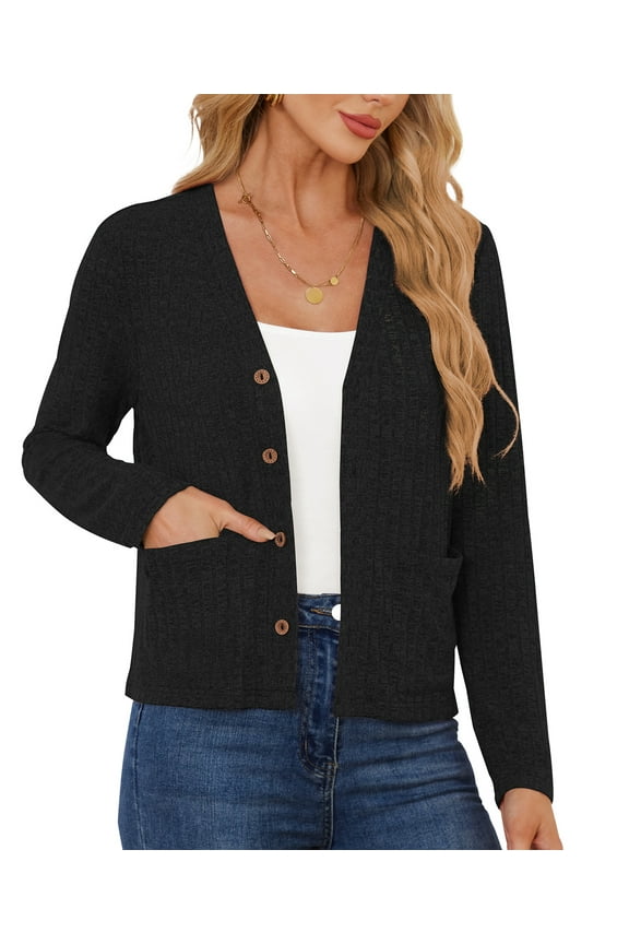 Women's Open Front Cardigan Casual Loose Lightweight Cardigans Sweater,US Size,Black,XXL