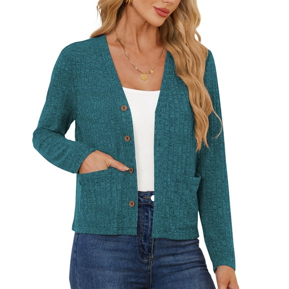 AskLazy Women's Open Front Cardigan Casual Loose Lightweight Cardigans Sweater,US Size,Dark Green,XXL