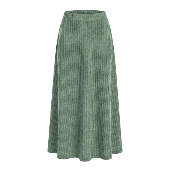 AskLazy Women's Maxi Skirt with Pockets,Ribbed Knit High Waisted Flowy A-Line Maxi Skirt,Comfortable Casual Wear,Christmas Tree,Green,XL