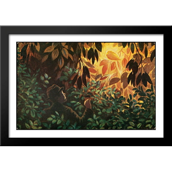 Askeladdens adventure. Golden Bird 40x26 Large Black Wood Framed Print Art by Theodor Severin Kittelsen