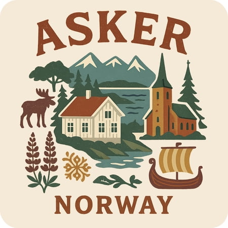 Asker Norway Keepsakes Souvenir Vinyl Sticker – Destination Travel Keepsake Collectible (3-Inches Wide)