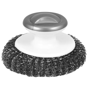 Askfic Dish Scrubber Metal Kitchen Sink Scrub Brush with Plastic Handle for Dishes and Pots 3.43"X3.43"X2.17"