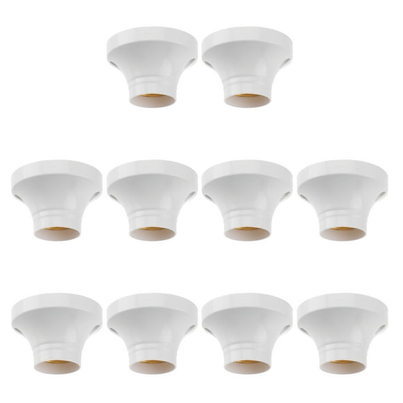 Askfic E27 socket 10pcs AC 250V 6A Plastic E27 Screw Type Socket Light Lamp Holder Base (White) 2.56"X1.77"X1.77"
