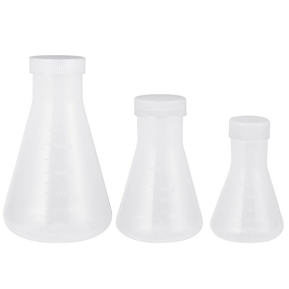 Askfic Flask 3Pcs Lab Flask Set with Screw Cap for Kids Chemistry Learning 6.5"X3.94"X1.97"