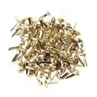 Askfic Mini Brads 100pcs Small Round Brass Paper Fasteners for Scrapbooking (Golden) 0.43"X0.2"X0.2"