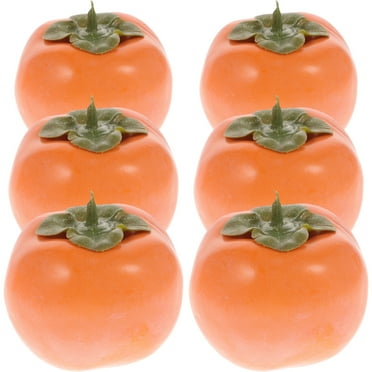 Askfic fake fruits model 6pcs Artificial Persimmon Fruits for Home Decor & Photo Booth Props 3.35"X3.35"X2.56"