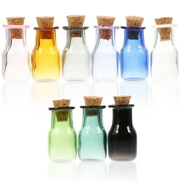 Askfic glass bottles Small Colored Glass Jars with Cork Stoppers - 9pcs 1.18"X0.49"X0.49"