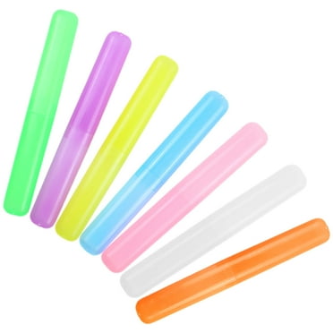 Askfic travel toothbrush case 7pcs Plastic Toothbrush Travel Case Toothpaste Container 7.48"X1.06"X1.06"