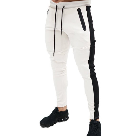Askfv Men's Gym Jogger Pants Slim Fit Workout Running Sweatpants with Zipper Pockets