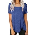 thumbnail image 1 of Askfv Tunic Tops for Womens Casual Square Neck Button Tops Short Sleeve Tunic Shirts Blouses Tops, 1 of 5