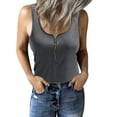 thumbnail image 1 of Askfv Women's Henley Tops Summer Sleeveless Tank Tops Zipper Loose Casual Vest T-shirt, 1 of 5