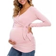 thumbnail image 1 of Askfv Women's Maternity Shirts Short&Long Sleeve V-Neck Comformation Cute Maternity Tops, 1 of 6