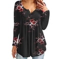 thumbnail image 1 of Askfv Women's Plus Size V Neck Tops Long Sleeve Swing Tunic Shirt Flowy Henley Casual Blouse Tops, 1 of 2