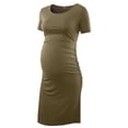thumbnail image 1 of Askfv Women's Short Sleeve Maternity Dress Solid Color Ruched Pregnancy Clothes Dresses, 1 of 5