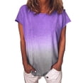 thumbnail image 1 of Askfv Womens Casual Summer O-Neck T-Shirt Gradient Printed Blouse Short Sleeve Shirt Tunic Top, 1 of 5