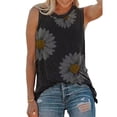 thumbnail image 1 of Askfv Womens Tank Tops Summer T Shirts Sleeveless Casual Loose Tunic Blouses Daisy Print, 1 of 5