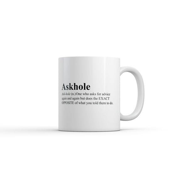 Askhole Definition Mug Funny Sarcastic Graphic Novelty Coffee Cup
