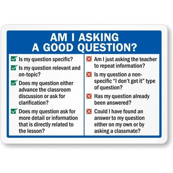Asking Good Question Dos And Do Nots Weatherproof Metal Aluminum Sign Size: 8 x 12 Inch
