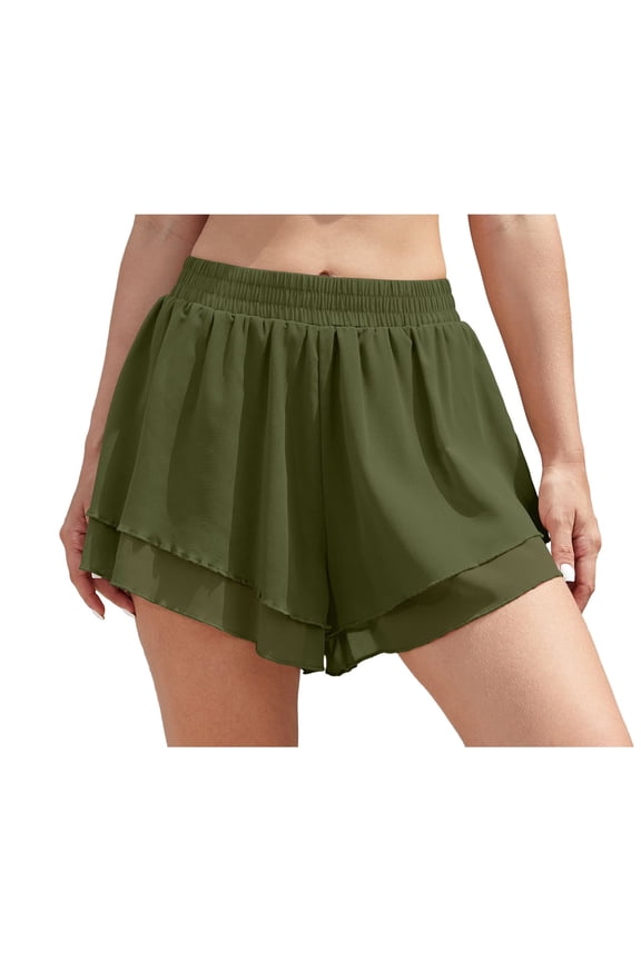 2 in 1 Flowy Shorts for Women Gym Yoga Athletic Workout Running Trendy Shorts ,US Size,Amy Green,L