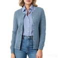 thumbnail image 1 of Asklazy Plus Size Women's Open Front Cardigan Casual Lightweight Crewneck Long Sleeve Button down Knit Sweaters Gray Blue,2XL, 1 of 1