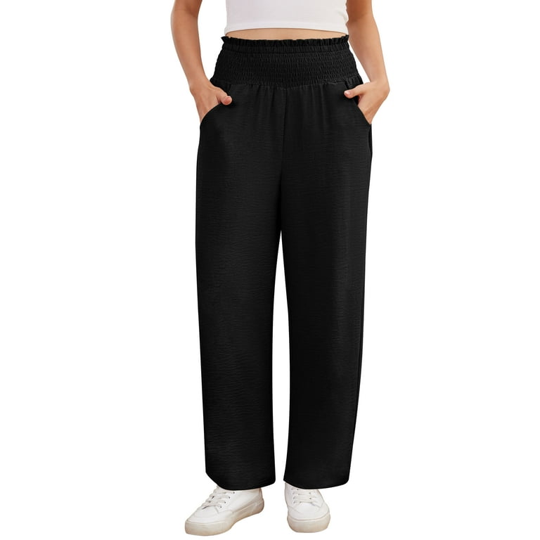 Asklazy Wide Leg Pants for Women Lightweiht Elastic Waisted