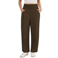 thumbnail image 1 of Asklazy Wide Leg Pants for Women Lightweiht Elastic Waisted Palazzo Trousers,US Size,Chocolate,S, 1 of 18