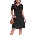 thumbnail image 1 of Asklazy Women's Midi Dress Short Sleeve Casual Floral T Shirt Dresses with Pockets,Mother's Day ,Black,S, 1 of 9