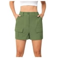 thumbnail image 1 of Asklazy Women High Waist Pockets overalls Shorts Summer Casual Shorts,US Size,Army Green,S, 1 of 10