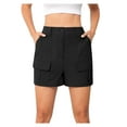 thumbnail image 1 of Asklazy Women High Waist Pockets overalls Shorts Summer Casual Shorts,US Size,Black，2XL, 1 of 10