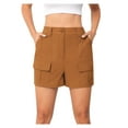 thumbnail image 1 of Asklazy Women High Waist Pockets overalls Shorts Summer Casual Shorts,US Size,Brown,M, 1 of 10