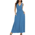 thumbnail image 1 of Asklazy Women Sleeveless Deep V Neck Loose Plain Long Maxi Casual Dress,Mother's Day,XL,Light blue, 1 of 13