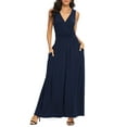thumbnail image 1 of Asklazy Women Sleeveless Deep V Neck Loose Plain Long Maxi Casual Dress,US Size,L,Navy Blue, 1 of 11