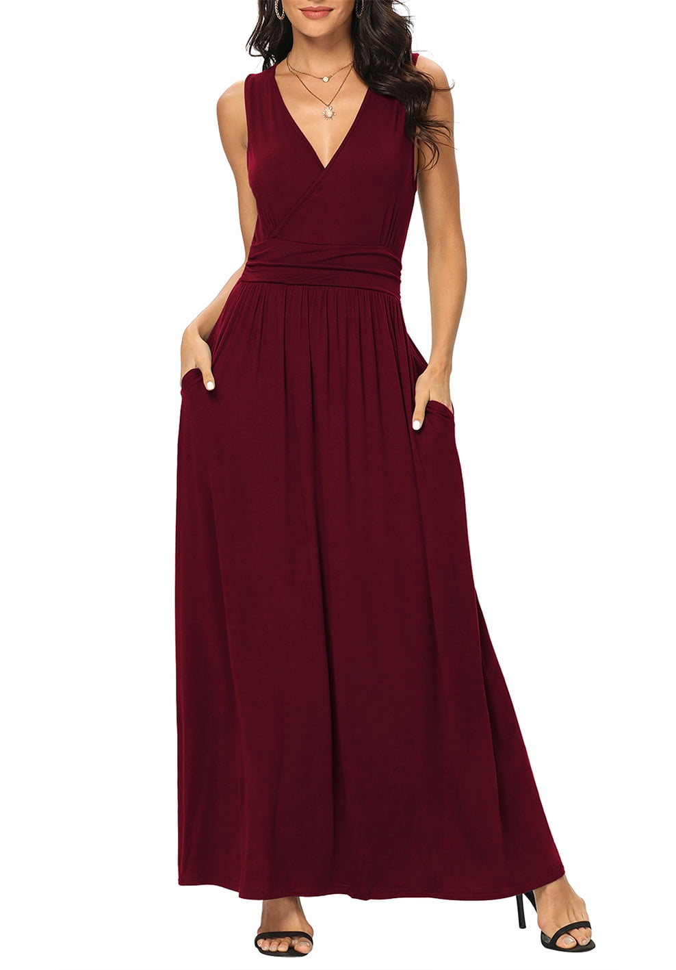 White Deep V Neck Long Maxi Casual Dress