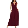 thumbnail image 1 of Asklazy Women Sleeveless Deep V Neck Loose Plain Long Maxi Casual Dress,Mother's Day,L,Wine Red, 1 of 13