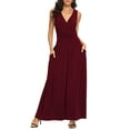 thumbnail image 1 of Asklazy Women Sleeveless Deep V Neck Loose Plain Long Maxi Casual Dress,US Size,Wine Red(S-3XL), 1 of 11