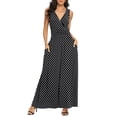 thumbnail image 1 of Asklazy Women Sleeveless Deep V Neck Loose Plain Long Maxi Casual Dress,Mother's Day,M,F Black Polka Dot, 1 of 12