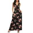 thumbnail image 1 of Asklazy Women Sleeveless Deep V Neck Loose Plain Long Maxi Casual Dress,Mother's Day,M,Flower Rose Black, 1 of 12