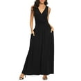 thumbnail image 1 of Asklazy Women Sleeveless Deep V Neck Loose Plain Long Maxi Casual Dress,US Size,S,Black, 1 of 11