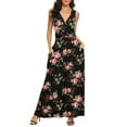 thumbnail image 1 of Asklazy Women Sleeveless Deep V Neck Loose Plain Long Maxi Casual Dress,US Size,S,Flower Rose Black, 1 of 11