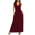 thumbnail image 1 of Asklazy Women Sleeveless Deep V Neck Loose Plain Long Maxi Casual Dress,US Size,S,Wine Red, 1 of 11