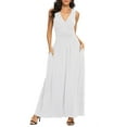 thumbnail image 1 of Asklazy Women Sleeveless Deep V Neck Loose Plain Long Maxi Casual Dress,US Size,XL,White, 1 of 11